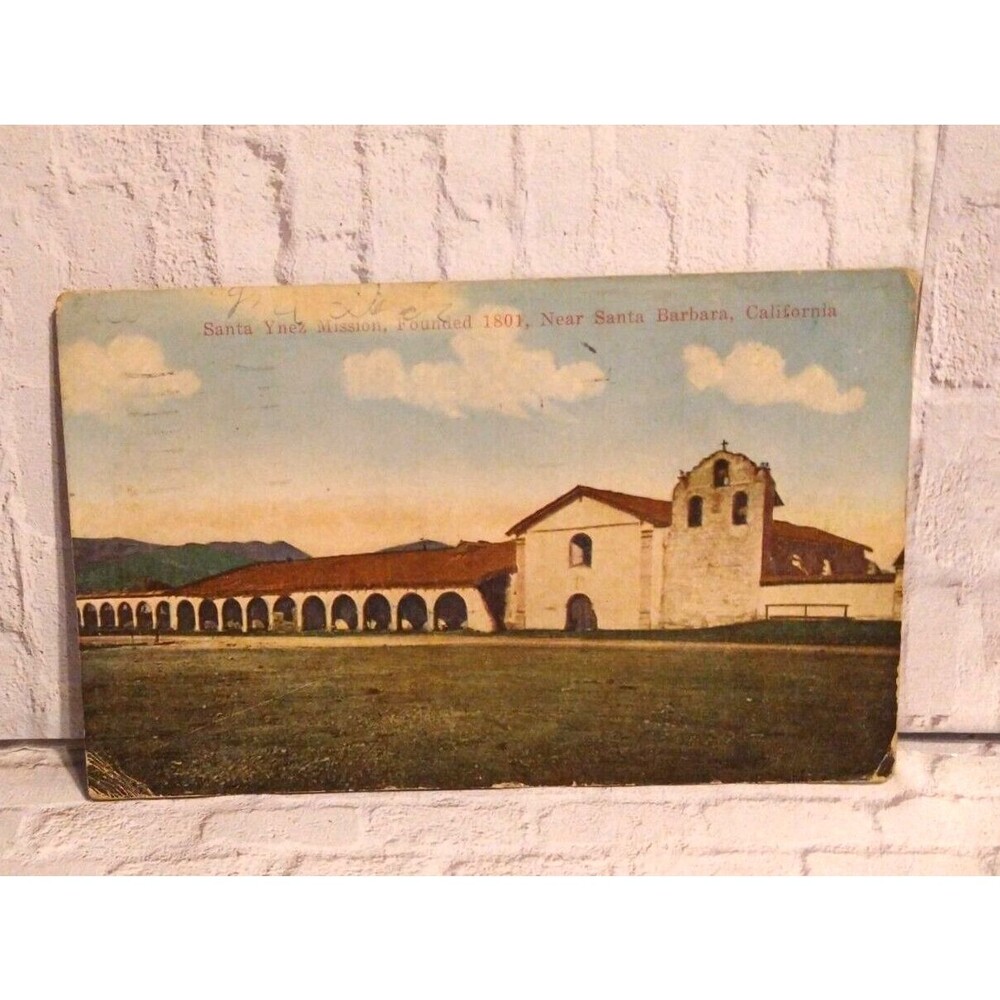 Vintage Postcard Santa Ynez Mission Santa Barbara California | 1922